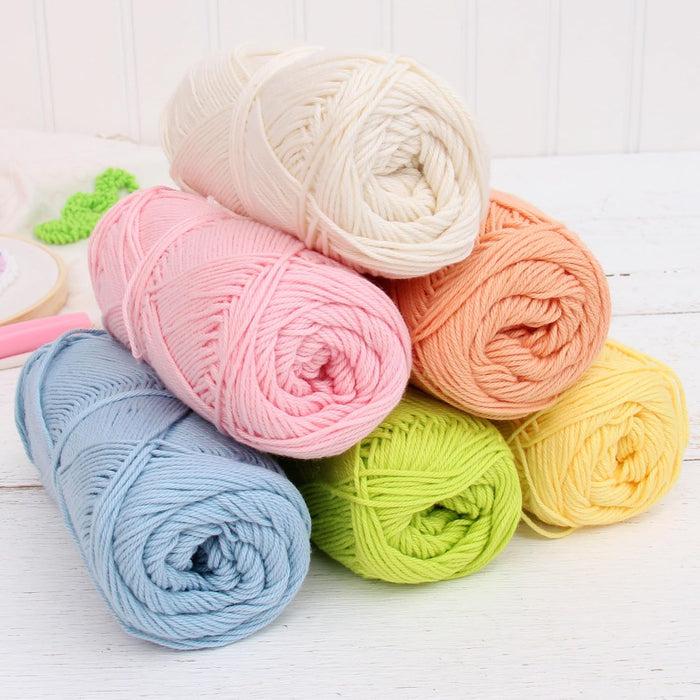 Crochet 100% Pure Cotton Yarn #2 Set - 6 Pack of Pastels Colors - Sport Weight - Threadart.com