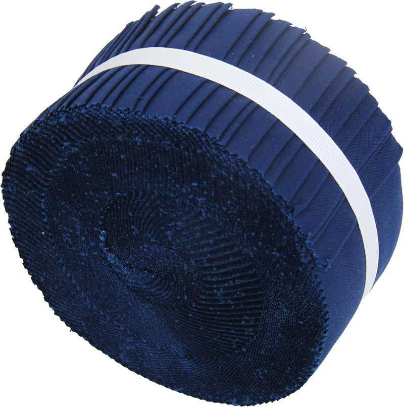 Jelly Roll Fabric Strips, 40 Precut Fabric Strips in Navy, Premium Cotton - Threadart.com