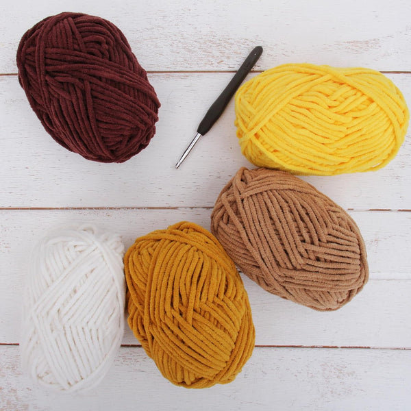 Super Soft Chenille Yarn Set - Sands - Pack of 5 Skeins - #5 - Threadart.com