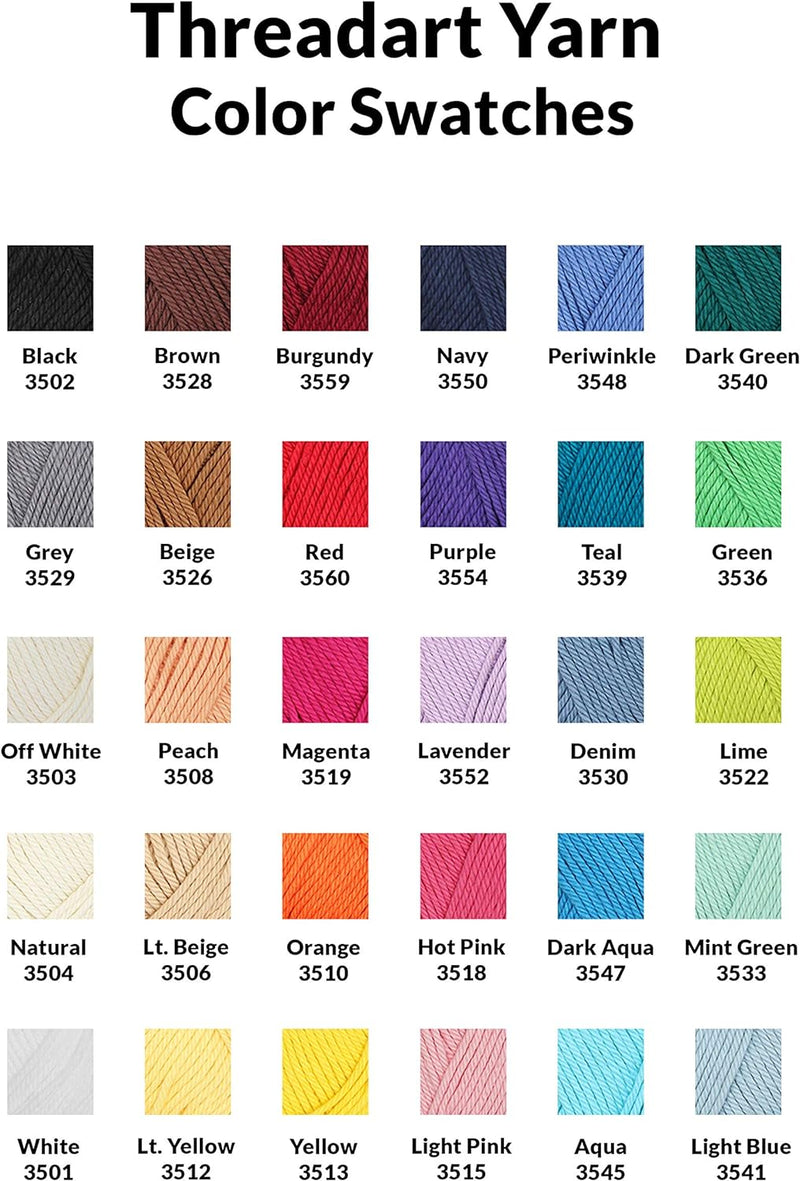 Crochet 100% Pure Cotton Yarn #2 Set - 6 Pack of French Bouquet Colors - Sport Weight - Threadart.com