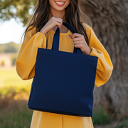 Blank Canvas Tote Bag - Navy - 100% Cotton- 14.5x17x3 - Threadart.com