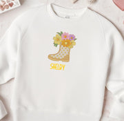 Spring Rain Boot Embroidery Design Instant Download Cute Spring Floral - 3 Sizes - 8 Formats - ThreadArt - Threadart.com