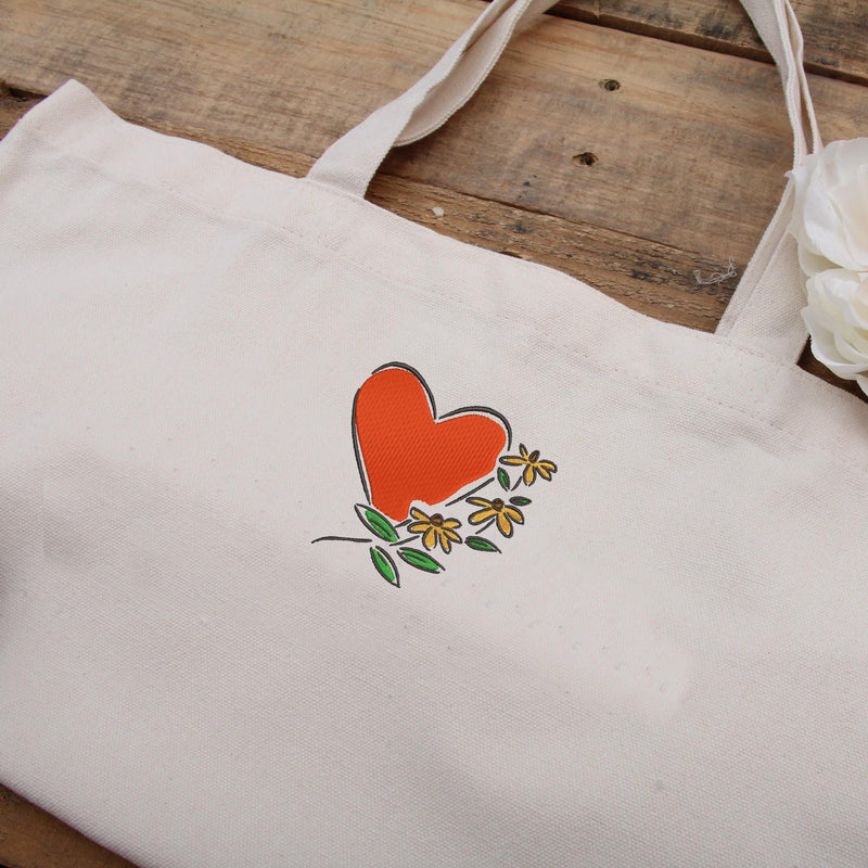 Valentine Heart Sketch with Flowers Machine Embroidery Design Instant Download - 4 Sizes - 8 Formats - ThreadArt - Threadart.com