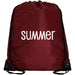 A red drawstring bag with the word "summer" printed on it in white text.