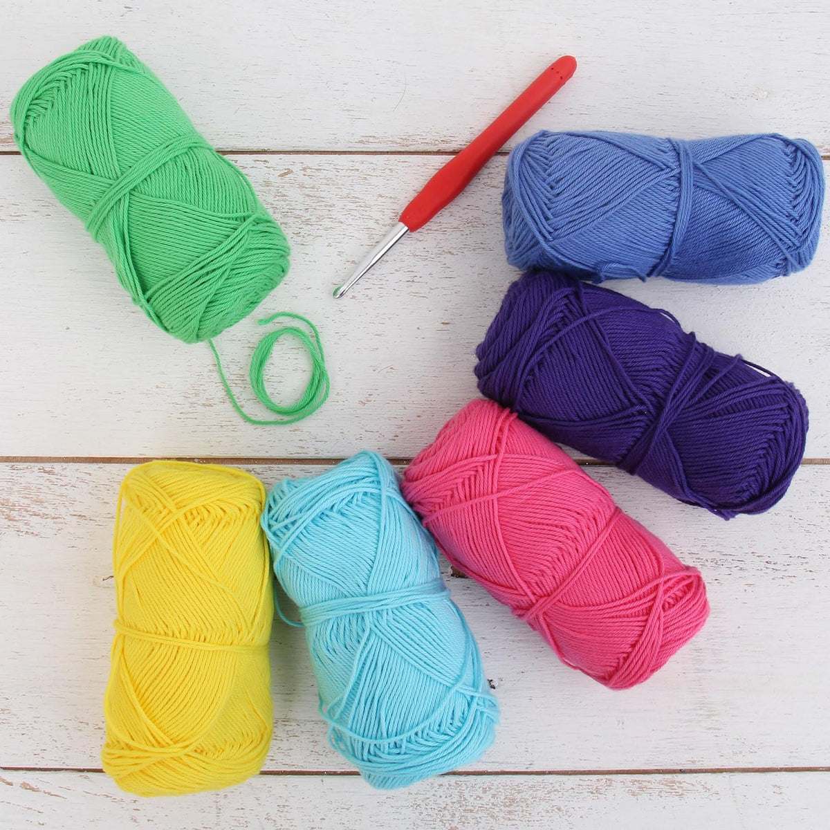 Crochet 100% Pure Cotton Yarn #2 Set - 6 Pack of Crayon Colors - Sport ...