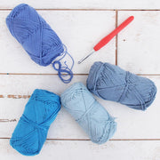 Crochet 100% Pure Cotton Yarn #2 Set - 4 Pack of Summer Blues Colors - Sport Weight - Threadart.com