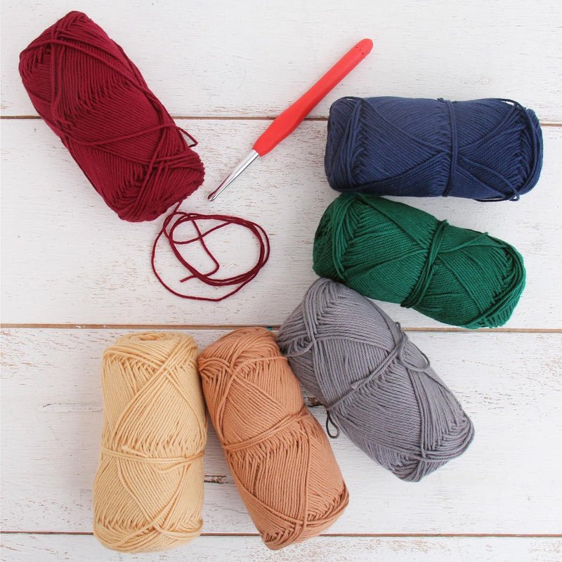 Crochet 100% Pure Cotton Yarn #2 Set - 6 Pack of Gemstone Colors - Sport Weight - Threadart.com