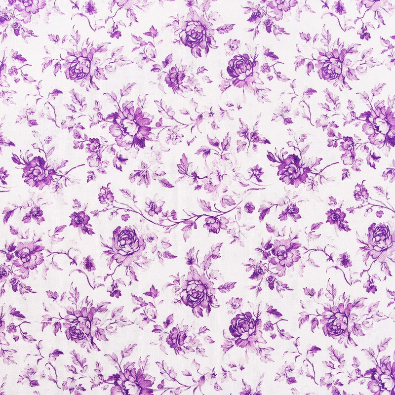 Premium Cotton Quilting Fabric Sold By The Yard - Vintage Threads Collection - Purple Toile