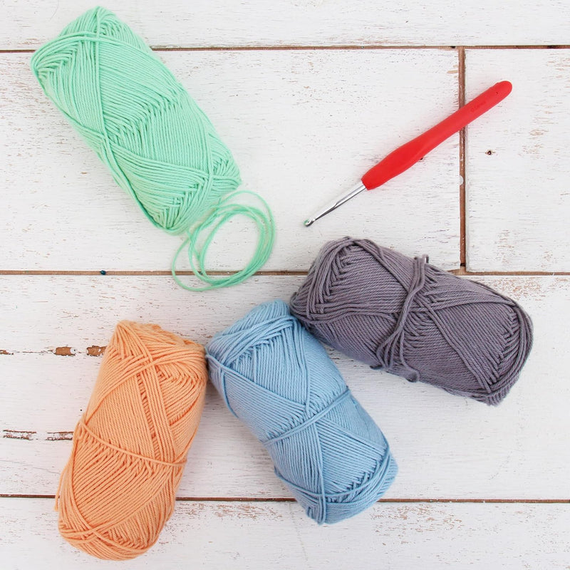 Crochet 100% Pure Cotton Yarn #2 Set - 4 Pack of Soft Pastel Colors - Sport Weight - Threadart.com