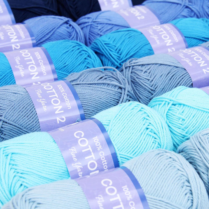 Crochet 100% Pure Cotton Yarn #2 Set - 6 Pack of French Bouquet Colors - Sport Weight - Threadart.com
