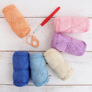 Crochet 100% Pure Cotton Yarn #2 Set - 6 Pack of Pastels Colors - Sport Weight - Threadart.com