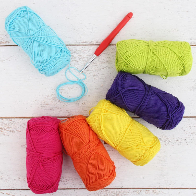 Crochet 100% Pure Cotton Yarn #2 Set - 6 Pack of Confetti Colors - Sport Weight - Threadart.com