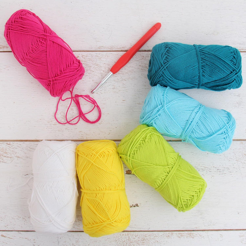 Crochet 100% Pure Cotton Yarn #2 Set - 6 Pack of Spring Flower Colors - Sport Weight - Threadart.com