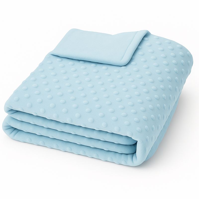 Minky Blanket - Light Blue Minky Dots - Baby Blanket Size 28" x 38" - Threadart.com