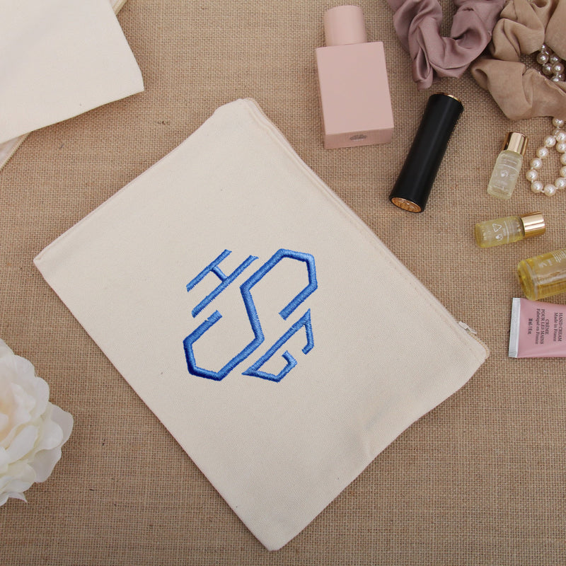 Blank Large Canvas  Pouch With Zipper - White- For Pencils, Makeup, Crafts and More - Threadart.com