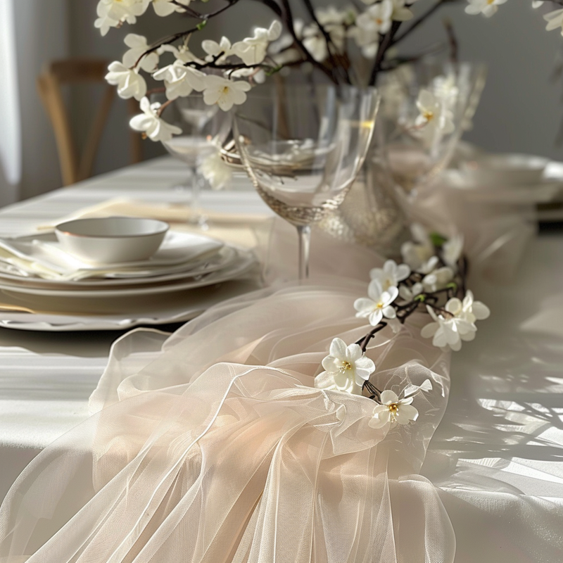 Premium Soft Tulle Fabric Mega Roll - 100 Yards by 6" Wide - Beige - Threadart.com