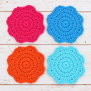 Color Story Coasters Crochet Kit - Vibrant Brights - 4 Colors of Cotton Crochet Yarn Included - Threadart.com