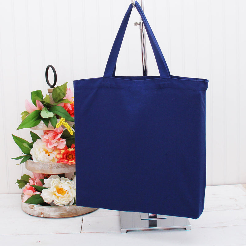 Blank Canvas Tote Bag - Navy - 100% Cotton- 14.5x17x3 - Threadart.com