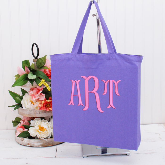 Monogrammed Tote Bag with Embroidery - Customize With Three Letter Monograms - Threadart.com