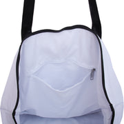 Extra Large Canvas & Leather Tote Bag - White With Black Handles - Threadart.com