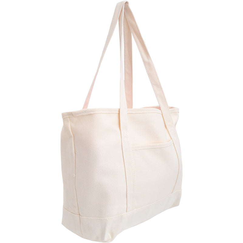 Large Natural Canvas Tote Bag With Natural Handles - 18.5"x11.5"x5.5" - Threadart.com