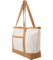 Large Natural Canvas Tote Bag With Tan Handles - 18.5"x11.5"x5.5" - Threadart.com