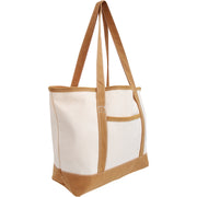 Large Natural Canvas Tote Bag With Tan Handles - 18.5"x11.5"x5.5" - Threadart.com