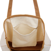 Large Natural Canvas Tote Bag With Tan Handles - 18.5"x11.5"x5.5" - Threadart.com