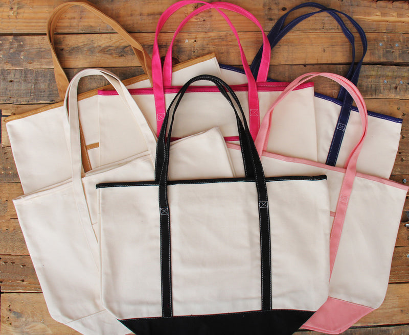 Extra Large Natural Canvas Tote Bag With Tan Handles - 22"x16"x6" - Threadart.com