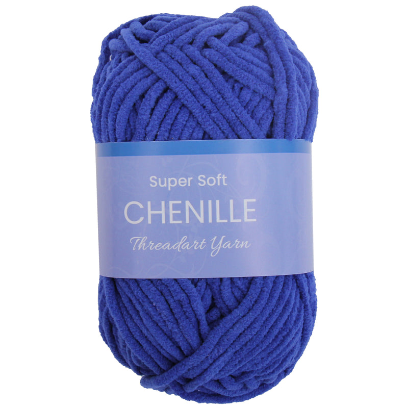 Super Soft Chenille Yarn - #5 - Royal Blue - 50 gram skeins - 60 yds - Threadart.com