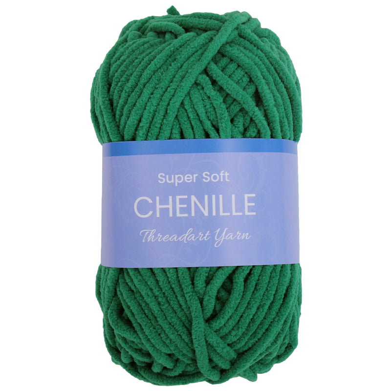 Super Soft Chenille Yarn - #5 - Pine Green - 50 gram skeins - 60 yds - Threadart.com