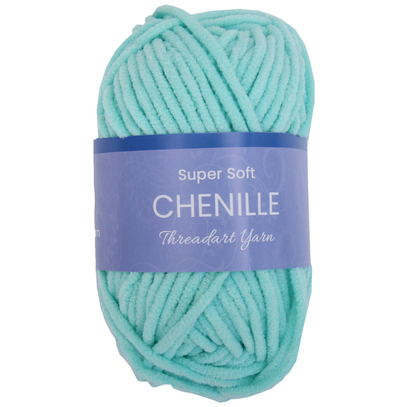Super Soft Chenille Yarn - #5 - Light Aqua - 50 gram skeins - 60 yds - Threadart.com