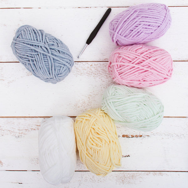 Super Soft Chenille Yarn Set - Frostings - Pack of 6 Skeins - #5 - Threadart.com