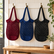 Everyday Market Tote Crochet Kit - Burgundy - 100% Cotton Yarn Included - Threadart.com