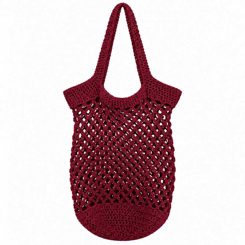 Everyday Market Tote Crochet Kit - Burgundy - 100% Cotton Yarn Included - Threadart.com