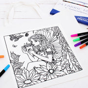 Color Your Own Tote Bag - Tea Fairy Design (Without Markers) - Threadart.com