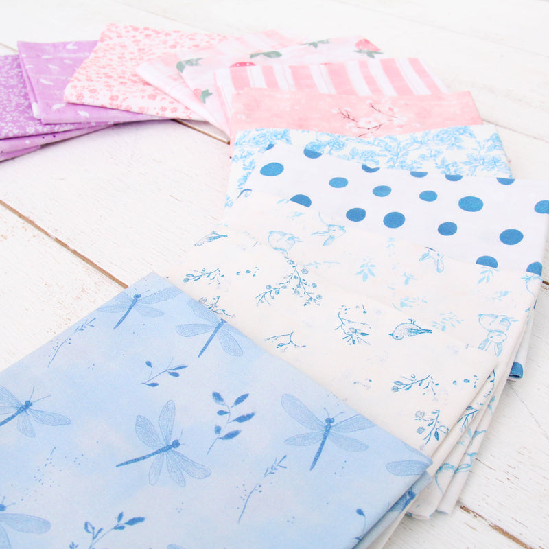 Fat Quarter Bundle - 15 Baby Pastel Shades Precut Cotton Fabrics - Threadart.com