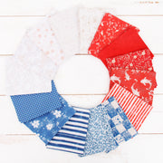 Fat Quarter Bundle - 15 Patriotic Shades Precut Cotton Fabrics - Threadart.com