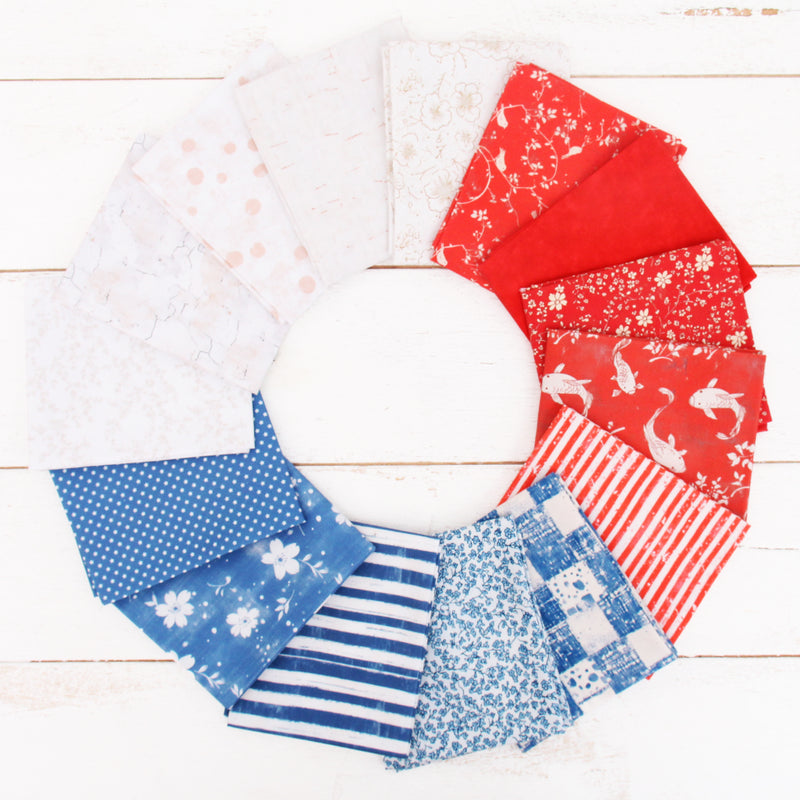 Fat Quarter Bundle - 15 Patriotic Shades Precut Cotton Fabrics - Threadart.com