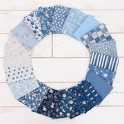 Fat Quarter Bundle - 20 Blue Shades Precut Cotton Fabrics - Threadart.com