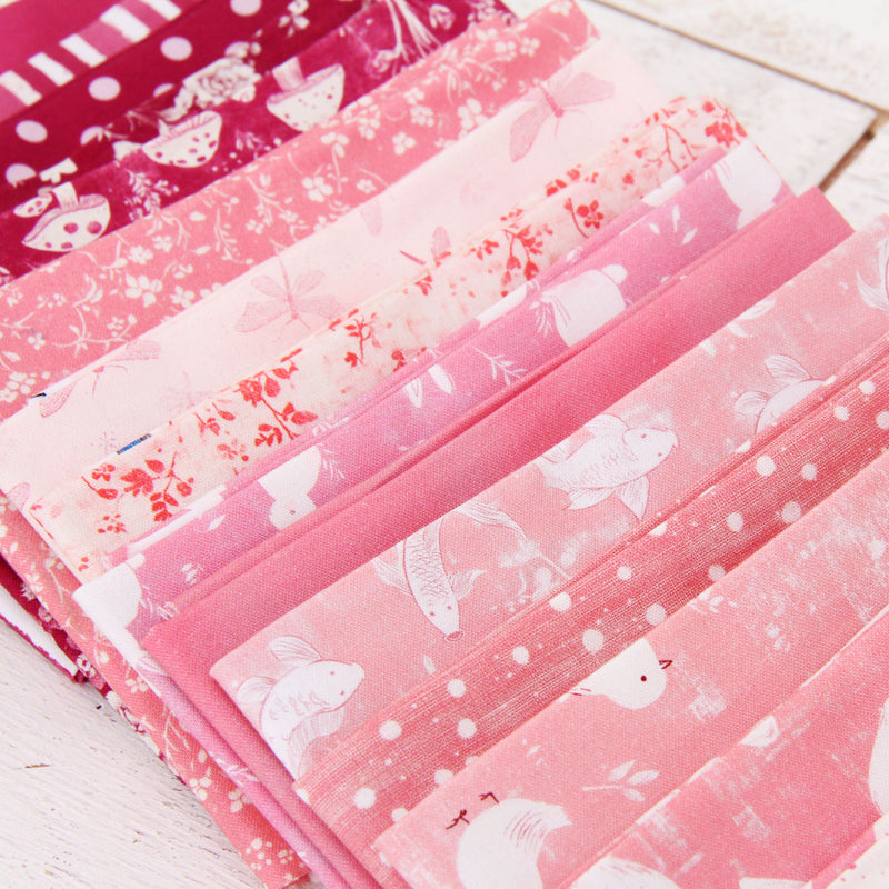 Fat Quarter Bundle - 20 Pink Shades Precut Cotton Fabrics - Threadart.com