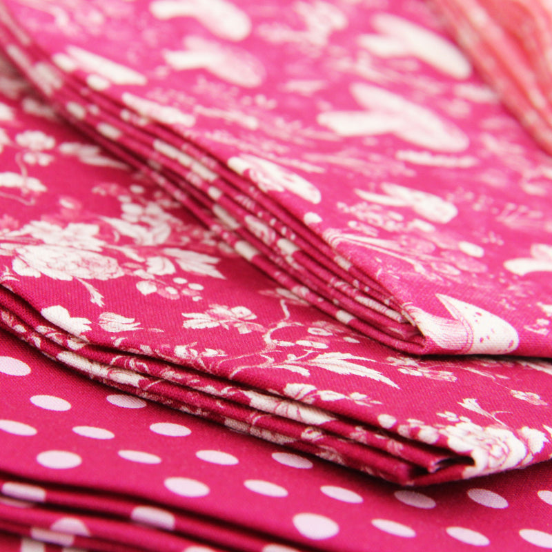 Fat Quarter Bundle - 20 Pink Shades Precut Cotton Fabrics - Threadart.com