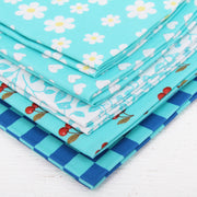 Fat Quarter Bundle - Five Aqua Confetti Brights Precut Cotton Fabrics - Threadart.com