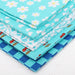 Fat Quarter Bundle - Five Aqua Confetti Brights Precut Cotton Fabrics - Threadart.com