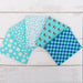 Fat Quarter Bundle - Five Aqua Confetti Brights Precut Cotton Fabrics - Threadart.com