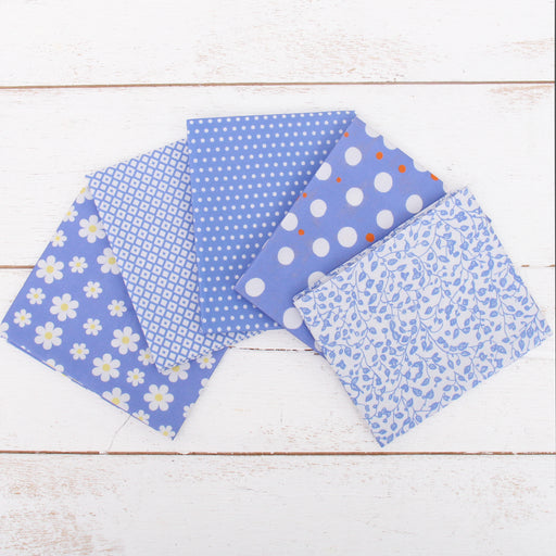 Fat Quarter Bundle - Five Blue Confetti Brights Precut Cotton Fabrics - Threadart.com
