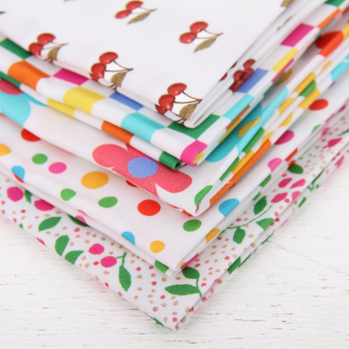 Fat Quarter Bundle - Five Confetti Brights Precut Cotton Fabrics - Threadart.com