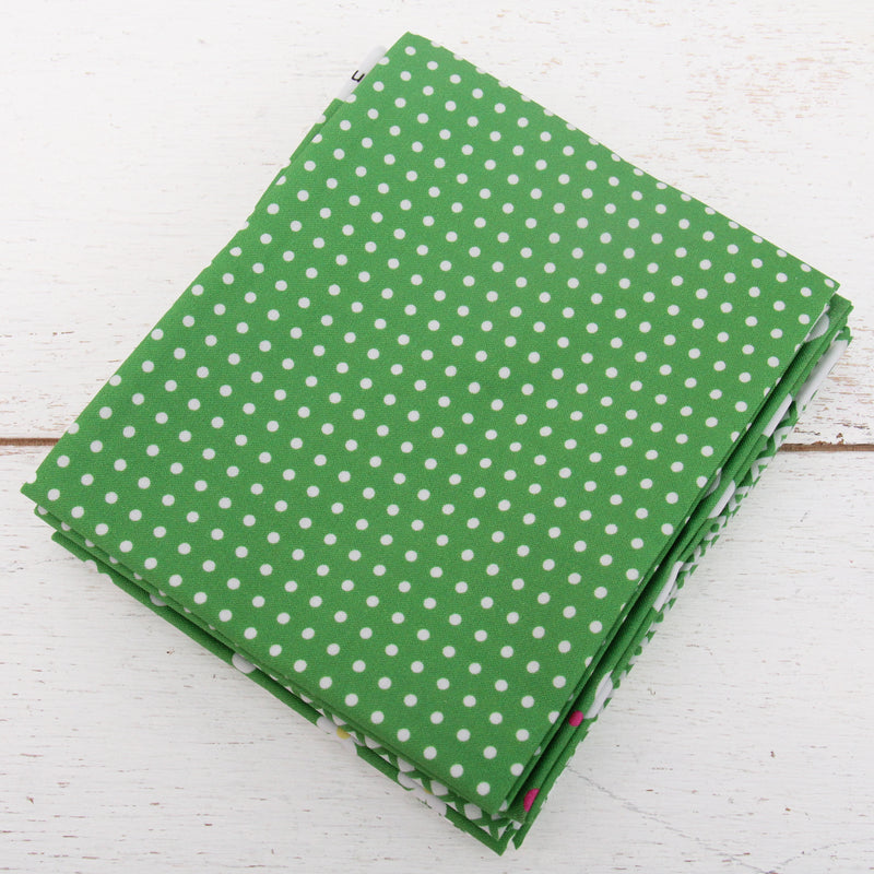 Fat Quarter Bundle - Five Green Confetti Brights Precut Cotton Fabrics - Threadart.com
