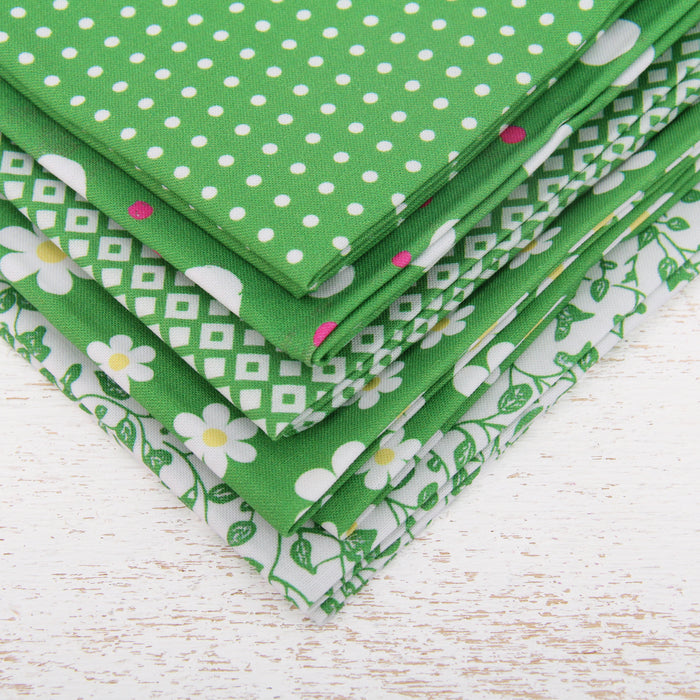 Fat Quarter Bundle - Five Green Confetti Brights Precut Cotton Fabrics - Threadart.com