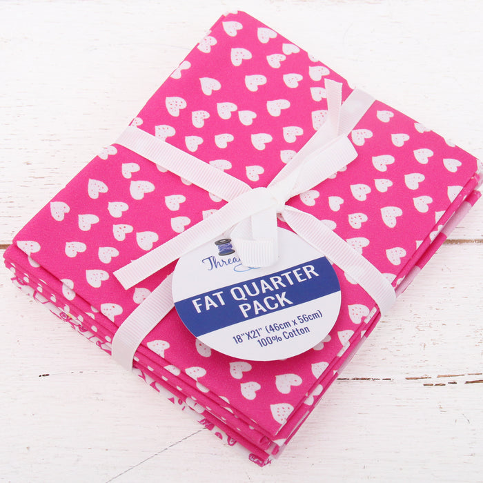 Fat Quarter Bundle - Five Hot Pink Confetti Brights Precut Cotton Fabrics - Threadart.com